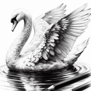 Serenity in Graphite: Hand-Drawn Swan Illustration