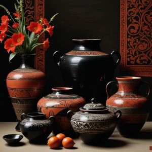 Heritage Crimson & Onyx Hand-Painted Terracotta Collection