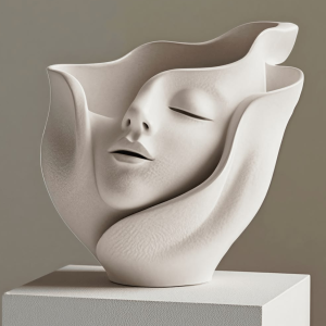 Serene Petal-Faced Nordic Ceramic Vase