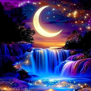 Lunar Cascade: Ethereal Glow Canvas Art
