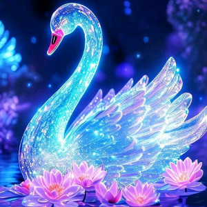 Lumina Swan: Iridescent Aquatic Dreams Canvas Art