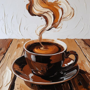 Roasted Essence: Impasto Coffee Ritual Oil Painting